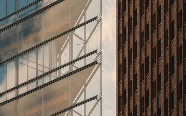 Office building with a glass exterior